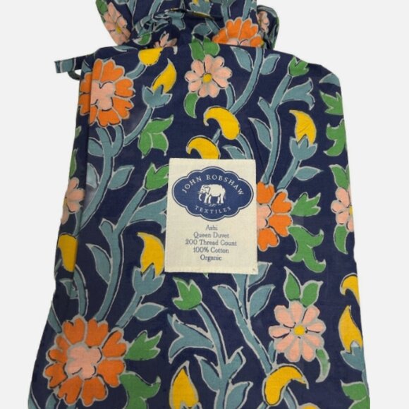 John Robshaw Ashi Queen Duvet NAVY/MULTI floral - Picture 1 of 3